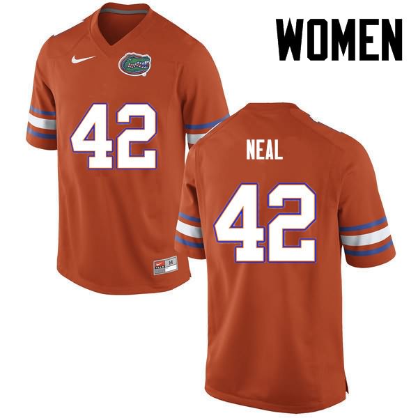 NCAA Florida Gators Keanu Neal Women's #42 Nike Orange Stitched Authentic College Football Jersey NYK8064BK